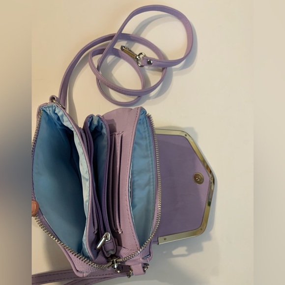 Charming Charlie Lavender Lilac Wristlet Wallet purse with crossbody Strap LNC - Picture 3 of 8
